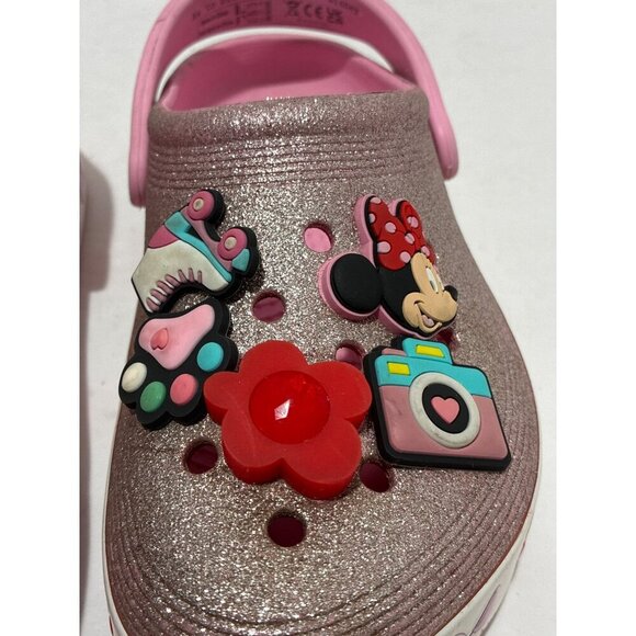 Disney Pink Glitter Light Up Minnie Mouse Crocs Girls size 1 - Picture 8 of 9